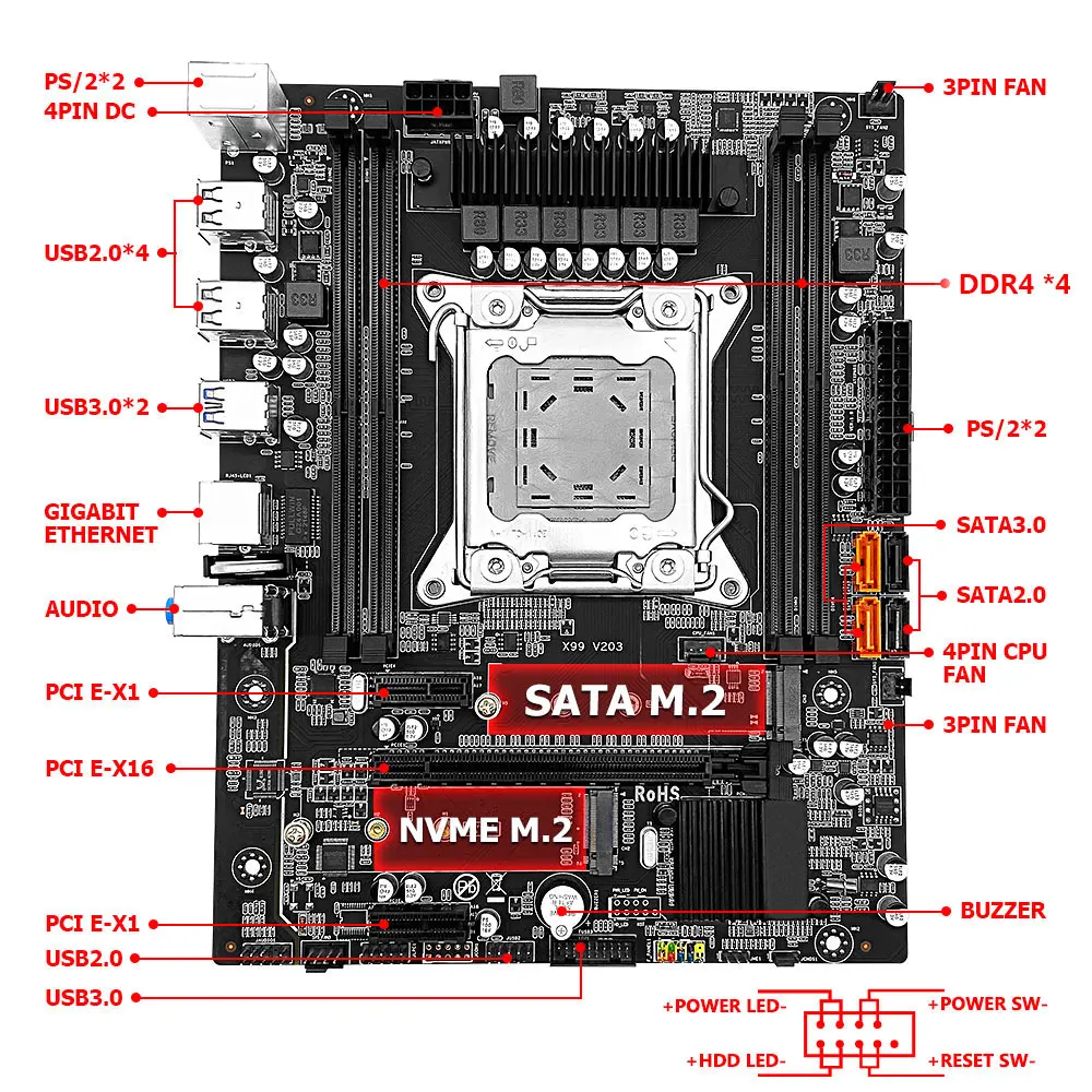 Machinist X99 комплект материнской платы Xeon E5 2640 V3 ЦП LGA 2011-3 ECC 16 Гб DDR4 ОЗУ память