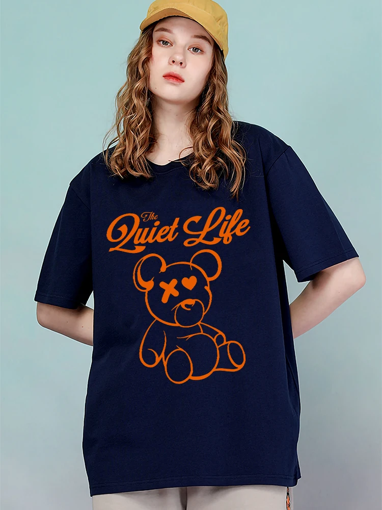 Футболка женская хлопковая оверсайз дышащая удобная рубашка с рисунком Мишки