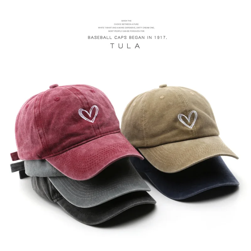 

Fashion Outdoor Sport Baseball Caps For Men Women Love Heart Embroidery Snapback Cap Washed Cotton Dad Hat