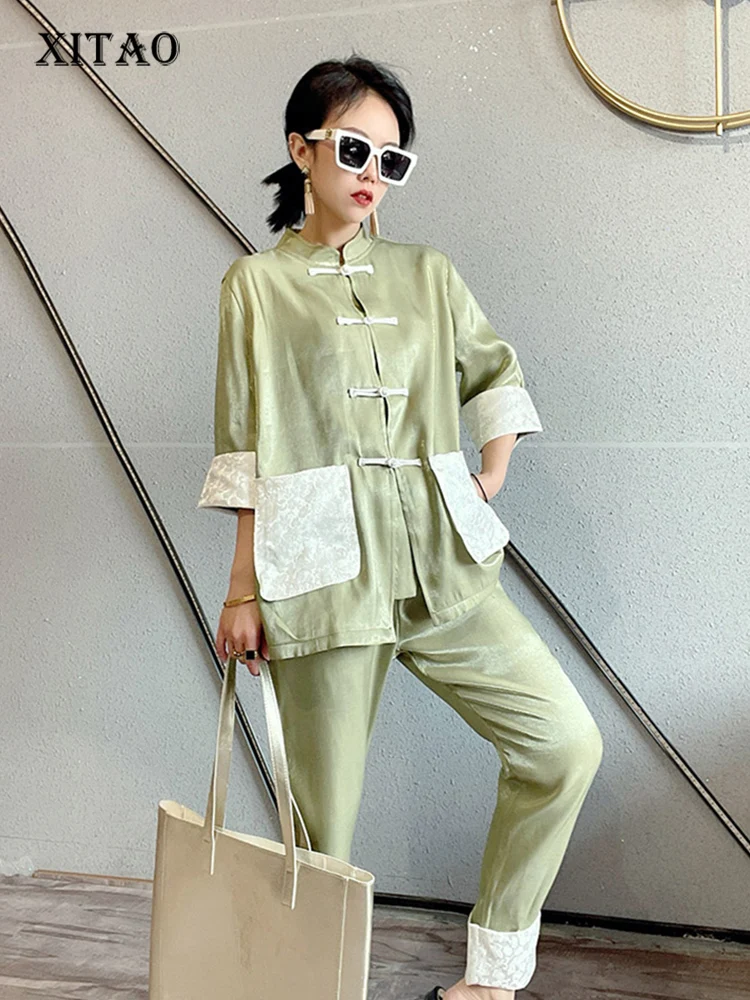 

XITAO Single Breasted Pant Sets Women Korea 2022 Summer New Arrival Personality Fashion Loose Full Sleeve Pant Sets WLD7320