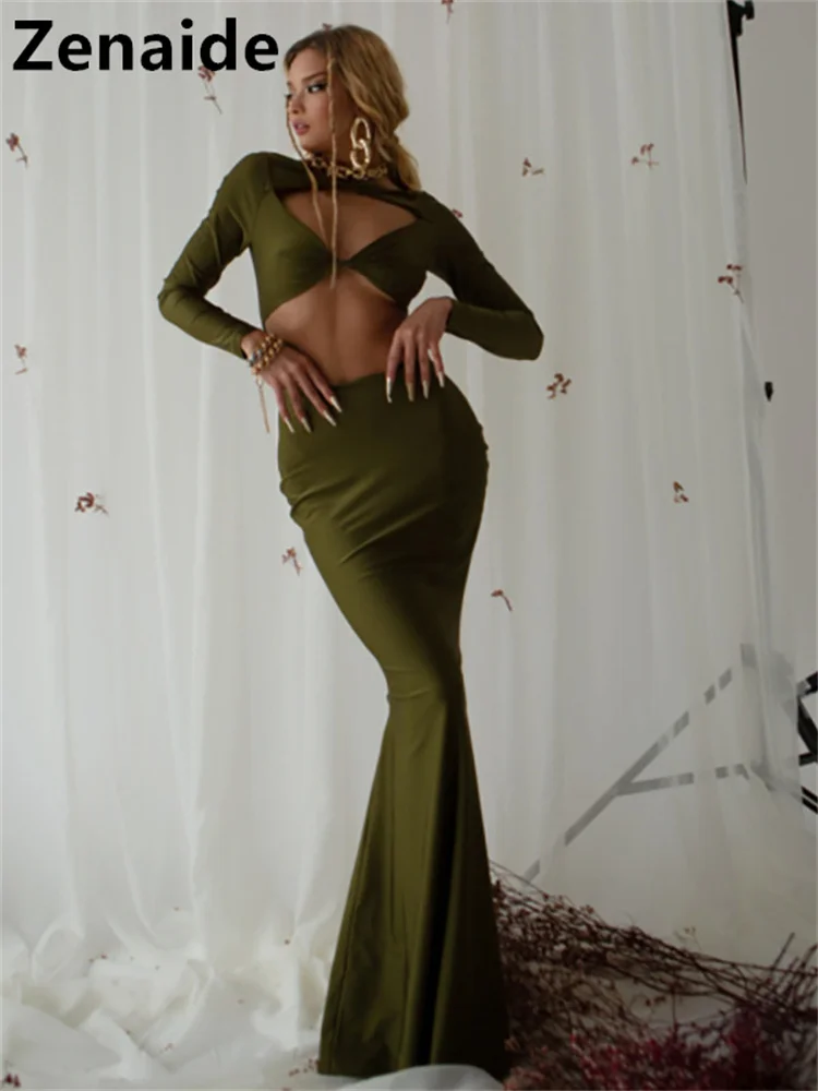 

Женское платье-макси с длинным рукавом, с вырезами