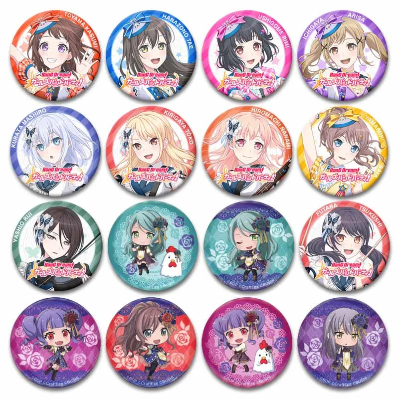 Фото Булавки для лацканов с рисунком девушки, рюкзак, одежда, значок, аксессуары, BanG Dream Toyama Kasumi Arisa Ichigaya Saya Yamabuki, эмалированная брошь №1