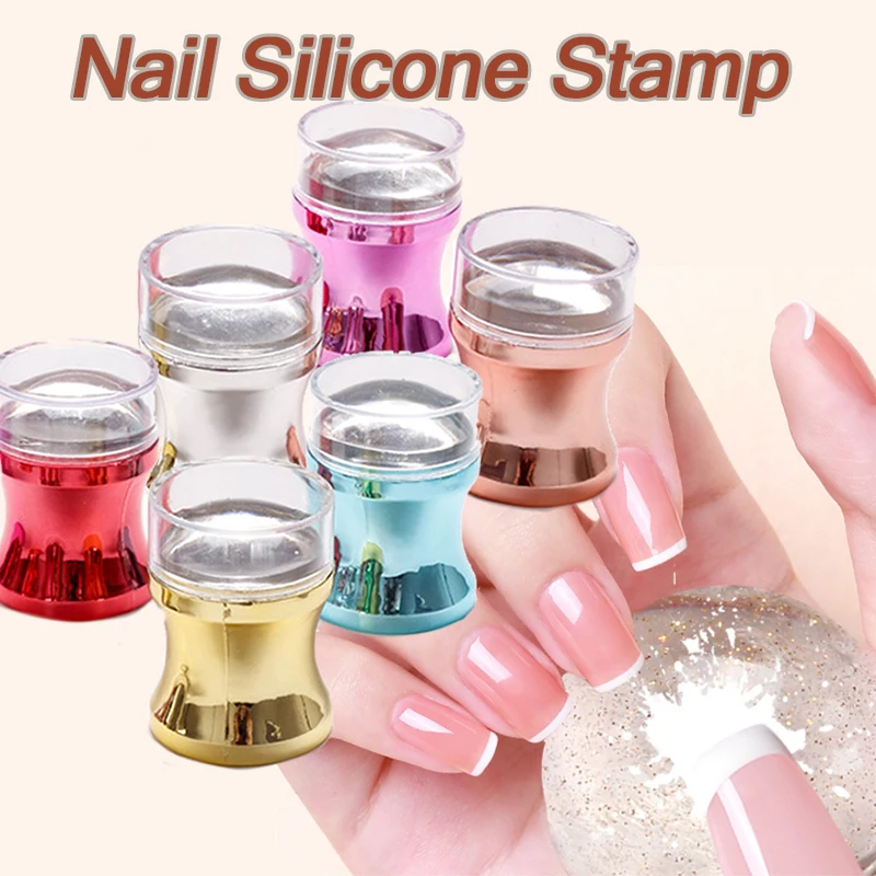 

3 шт./компл. Nail Silicone штамп для дизайна ногтей Full печать на прозрачной поверхности Head с крышкой штамповочная пластина DIY Transfer Polish Stamper