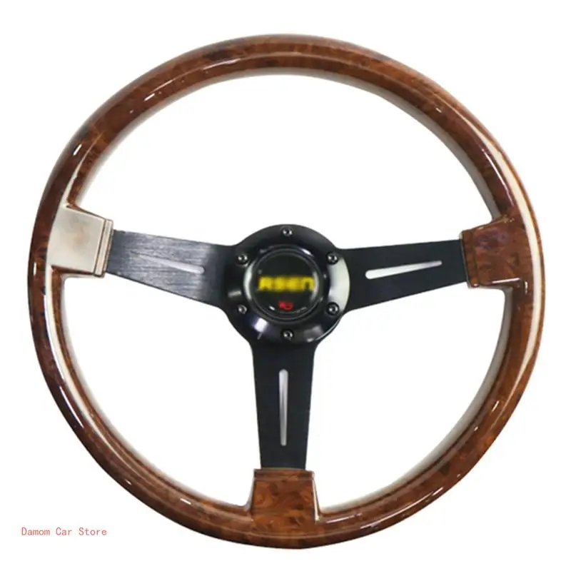 

Universal 350mm 14 inch Retro Wood Grain Auto Racing Steering Wheels Deep Corn Drifting ABS Sport Vintage Steering Wheel