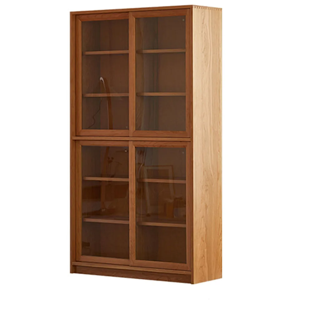 

Solid Wood Bookcase Restaurant Dining Side Cabinet Dustproof Multifunction Modern Simplicity