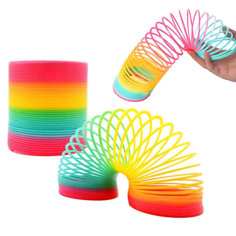 Spring Toys Coil Rainbow Circle Stacking 6.5*6CM Fidget Toys Changeable Hand-pulled Plastic Magic Circle for Children's Gift
