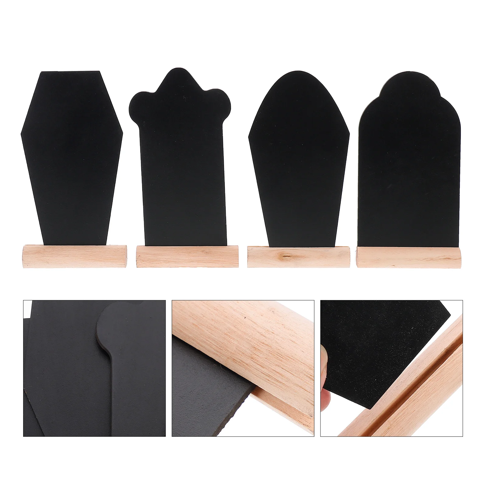 

4PCS Coffin Shaped Blackboards Wooden Coffin Decors Easter Note Writing Boards