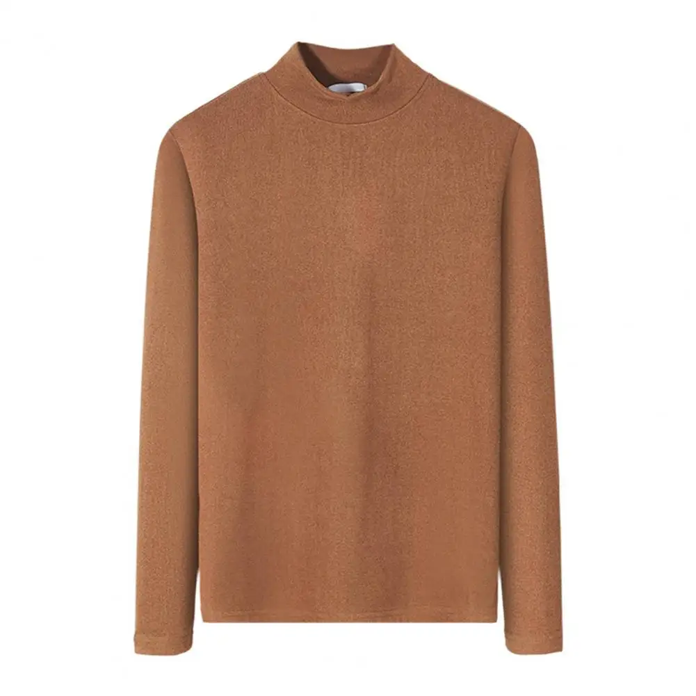 

Chic Winter Top Double Collar Elastic Anti-pilling Men Base T-shirt Turtleneck Neck Protection Men Base T-shirt for Work