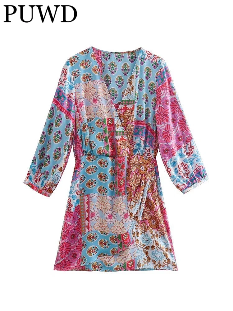 

Женское платье с V-образным вырезом, длинным рукавом и поясом