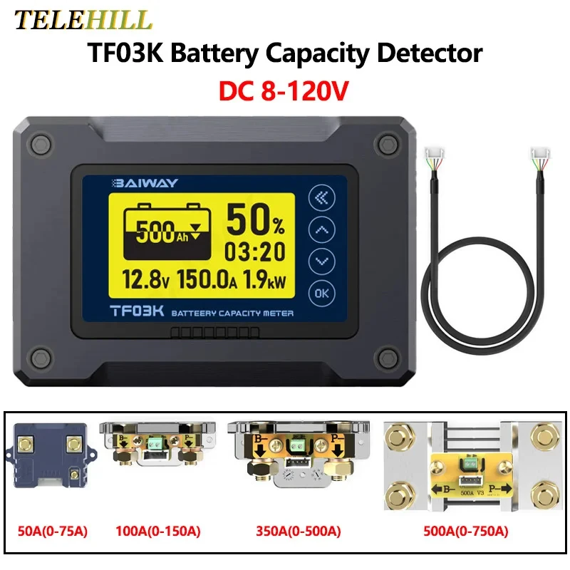 DC8-120V счетчик кулонов индикатор емкости аккумулятора напряжение ток 50A/100A/350A/500A
