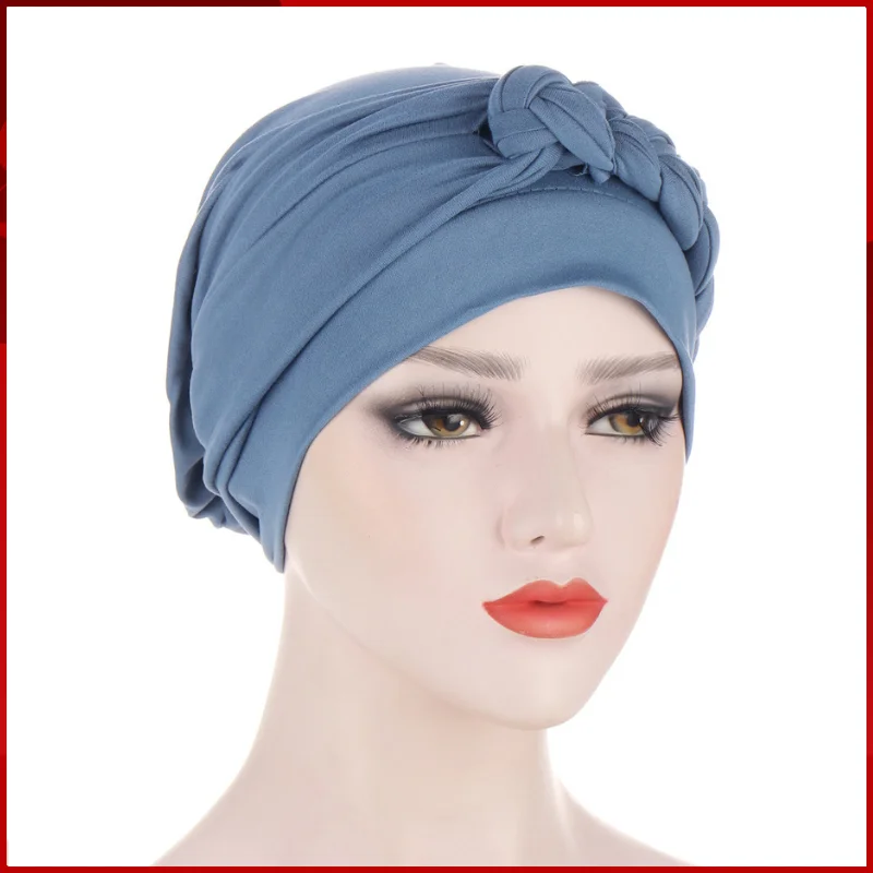 

2023 New Spot Arabic Side Braid Multi Color Soft Headband Hat Middle Eastern Muslim Flat Brim Headband Hat