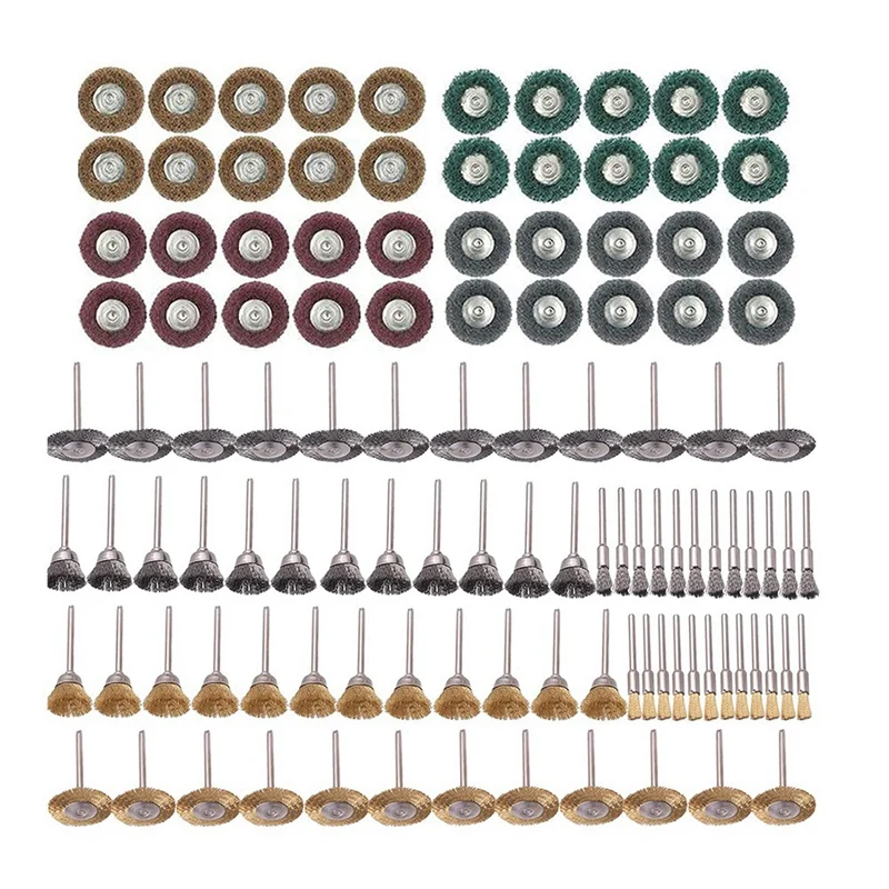

40 Pcs Buffing Wheel Set & 72 Pcs Wire Brushes Set, 1/8Inch Shank Accessories For Rotary Tool