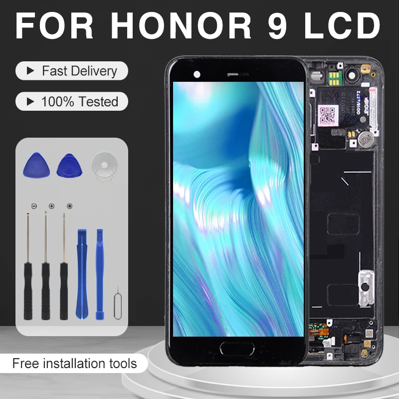

ЖК-дисплей Catteny 5,15 дюйма для Huawei Honor 9, сенсорная панель, стеклянный экран, дигитайзер в сборе, бесплатная доставка с рамкой