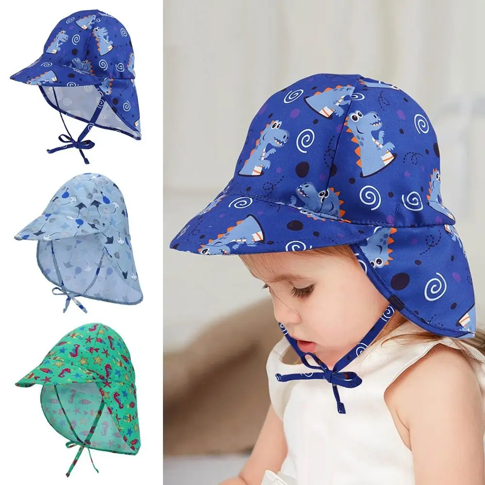 

Summer Beach Cap Boy Girl Sunscreen Children Bucket Hats UV Protection Wide Brim Cap Sun Hat
