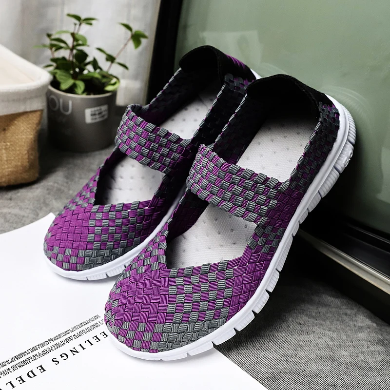 Handmade Woven Women's Sandals Breathable Female Flat Shoes  2023 Summer Loafers Shoes for Women's Colorful Luxury Flat Sandals
