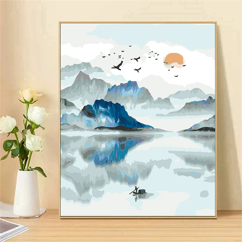 Набор для рисования по номерам на холсте Рыбак лодке