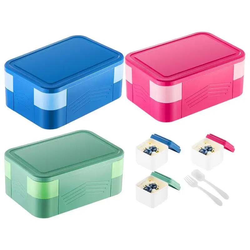 

Lunchbox for Adults Microwave Lunch Organizer Large Lunch Box Stackable Sauce Boxes Lunch Container Leakproof Dishwasher Safe