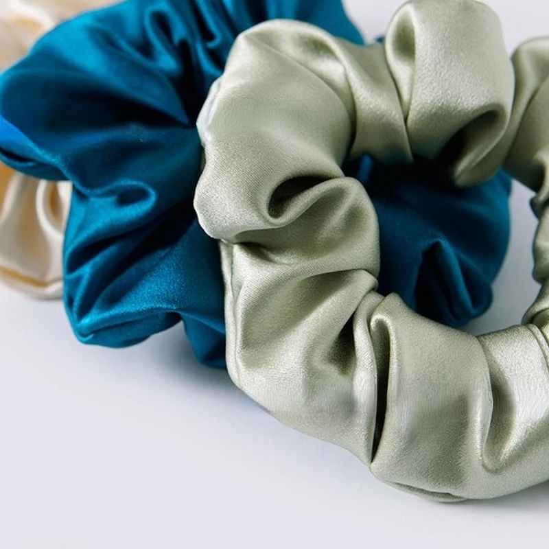 

Luxury Mulberry Silk Scrunchies Luxe 3.5cm 30Momme Ponytail Holder Hairbands Pure Silk Elastic Hair Bands Ties Hair Accessoires