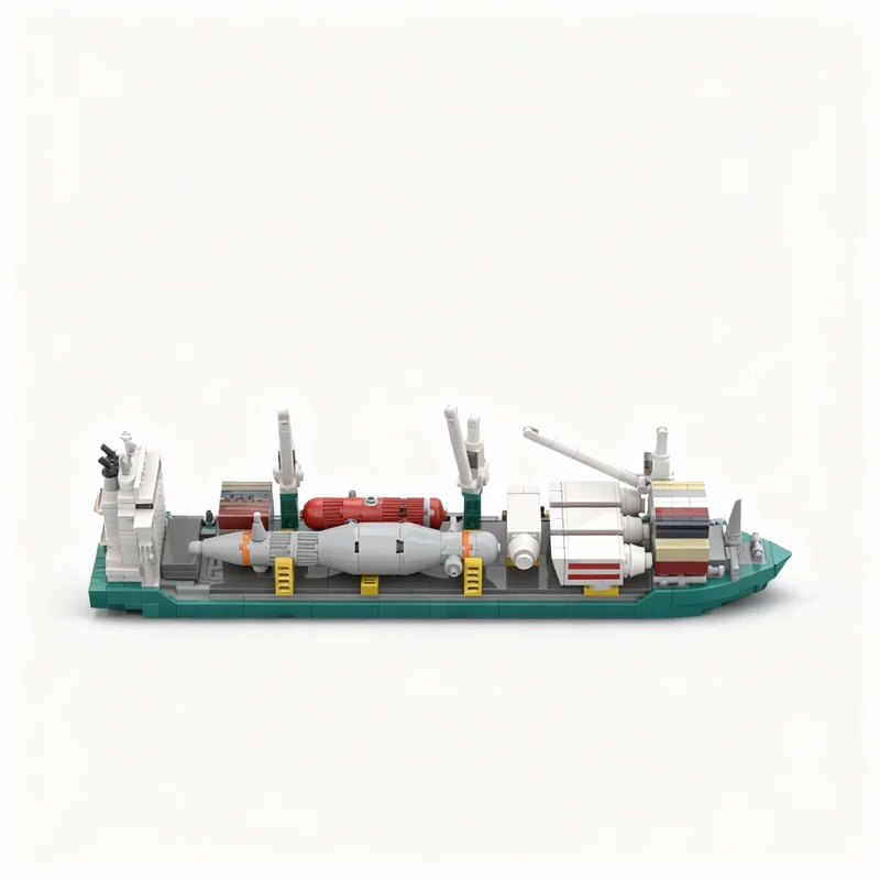 Фото 438 деталей MOC Диорама лодки - Тяжелый грузовой корабль - Модель CSM010, строительные блоки, игрушка, архитектурная модель, рождественский подарок, коллекционный предмет для демонстрации. №2
