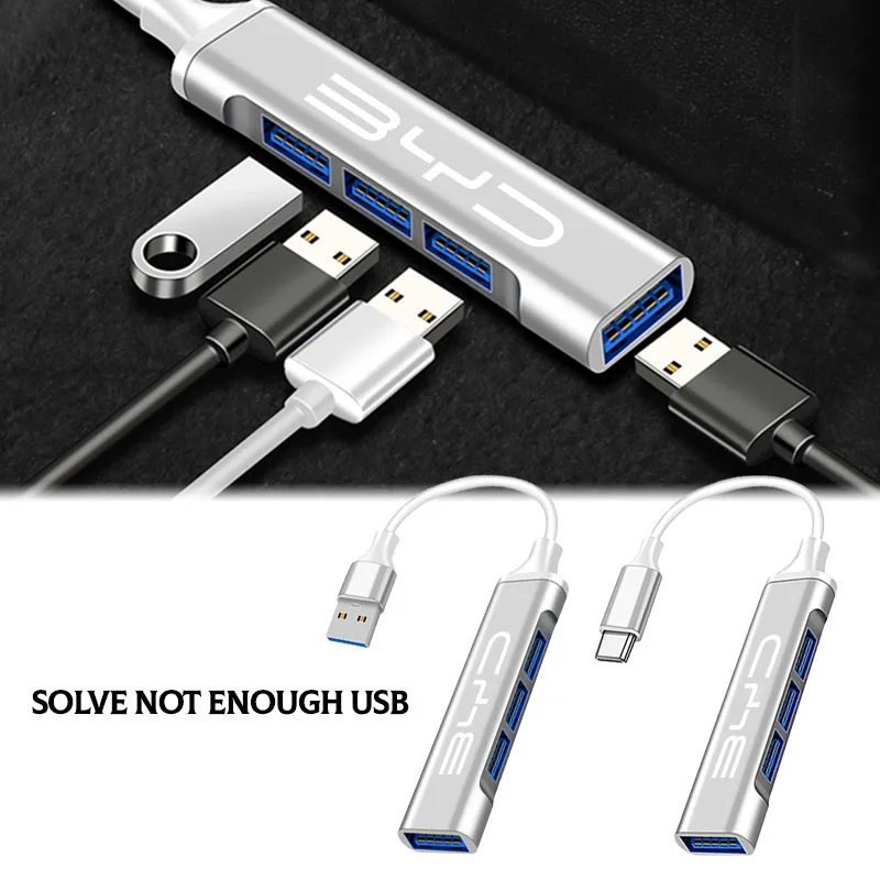 Фото Многопортовый USB-адаптер Type-C (хаб) для BYD F3 F0 S6 S7 E5 E6 M6 G3 G5, автомобильные декоративные клапаны и колпачки №1
