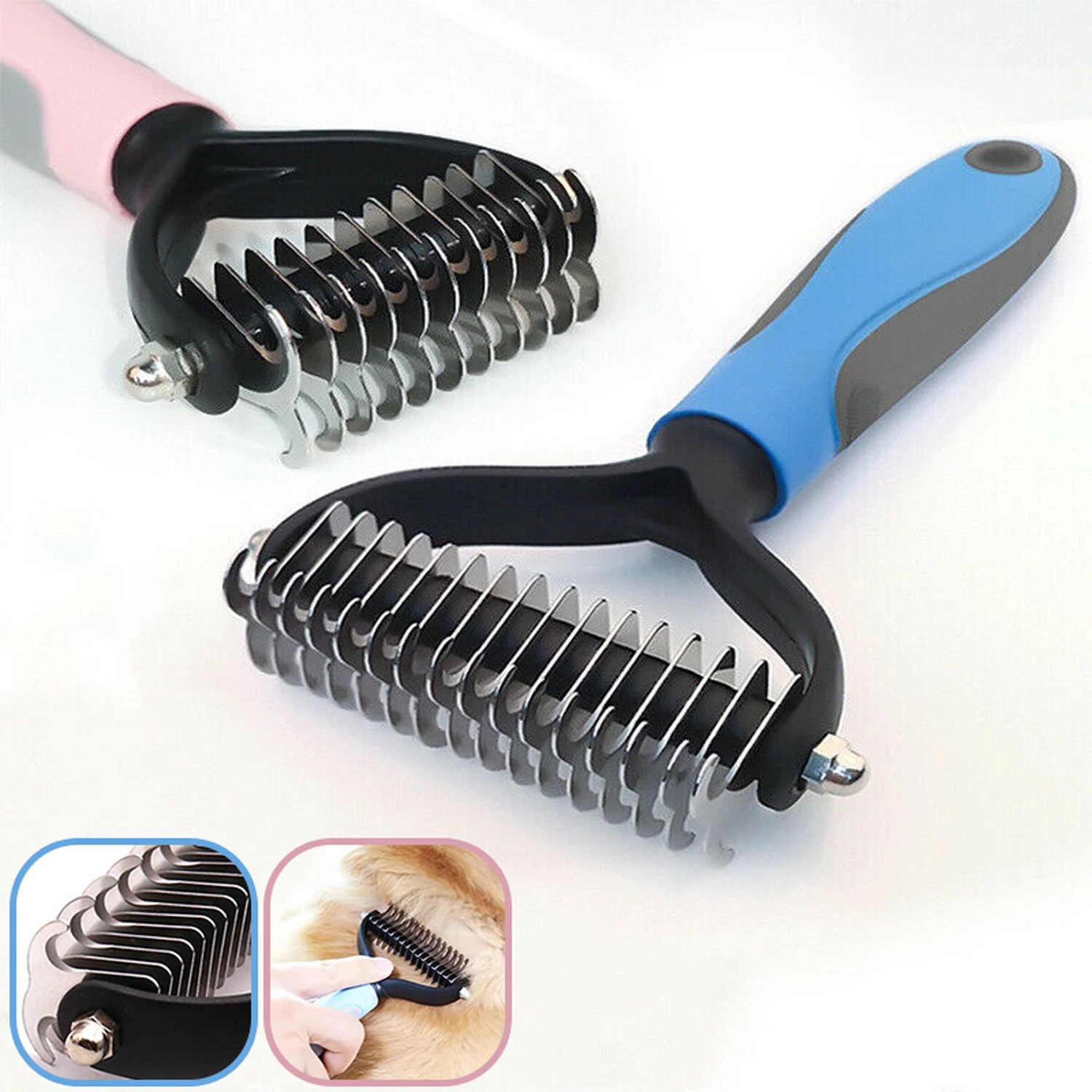 

Hair Removal Comb for Dogs Cat Detangler Fur Trimming Dematting Deshedding Brush Grooming Tool For matted Long Hair Curly pet
