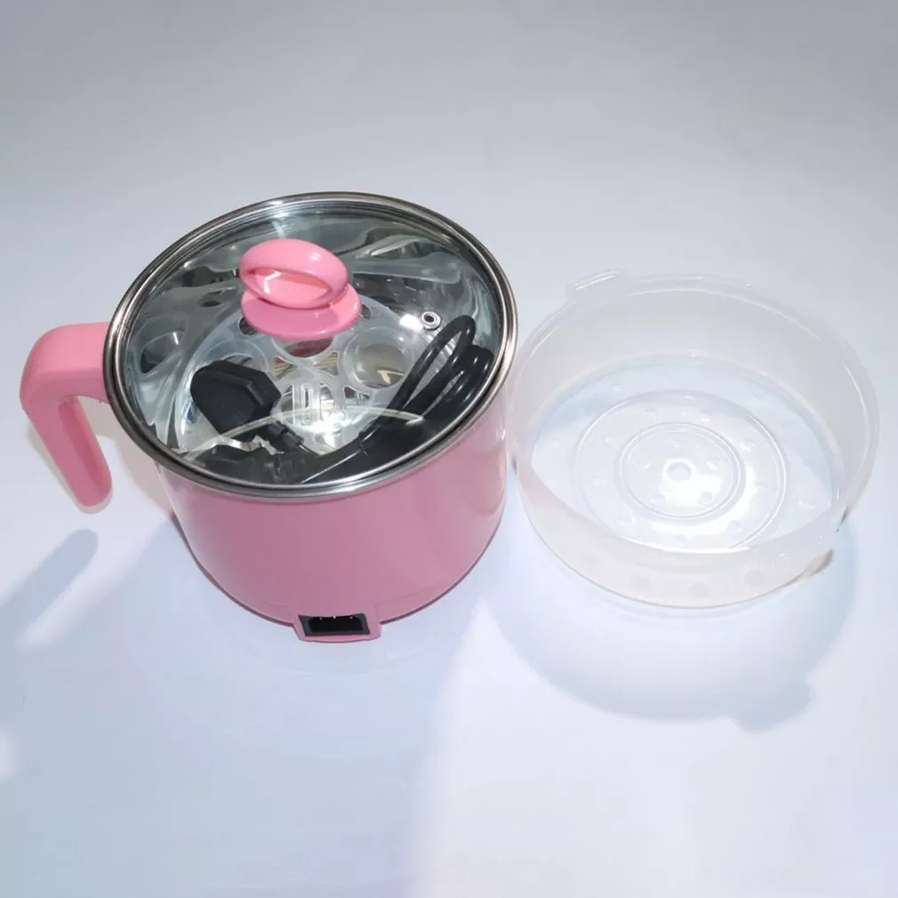 

Cute 1.8L 450W Multifunction Electric Cooker Stainless Steel Steamer Hot Pot Noodles Pots Rice Cooker Steamed Eggs Pan Soup Pots