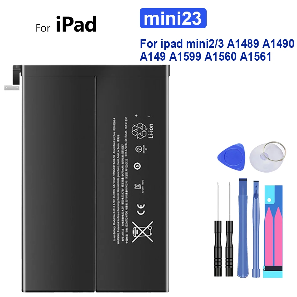 

Аккумулятор для планшета 6471 мАч для Apple iPad mini2/3 A1489 A1490 A149 A1599 A1560 A1561 mini2 mini3 mini 2/3