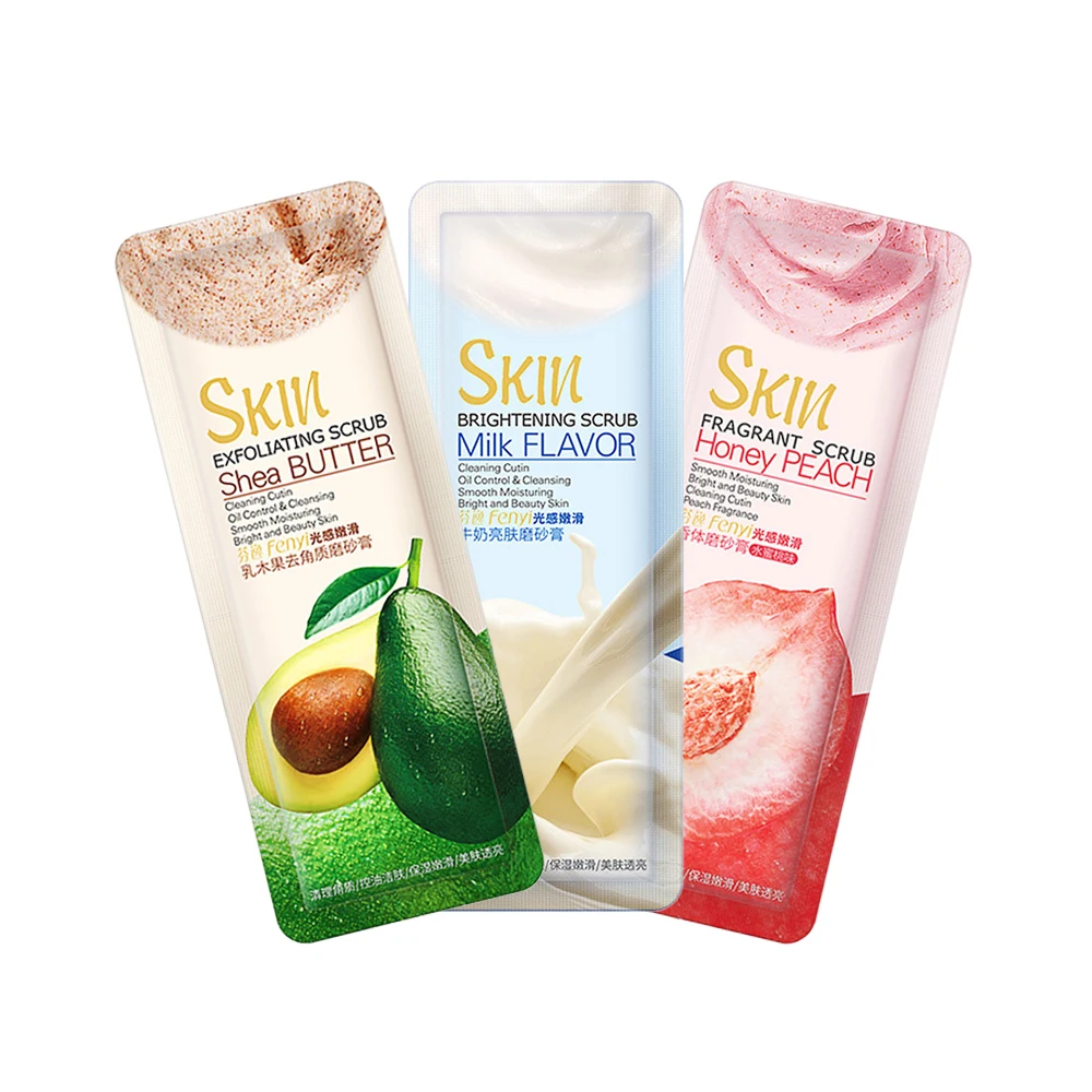 

5PCS Bagged Shea Butter Milk Honey Peach Body Scrub Exfoliating Deep Cleansing Whiten Smoothing Soften Skin Care Body Care