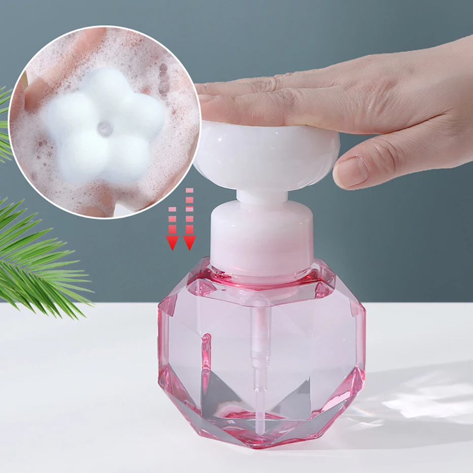 

300ML Flower Soap Dispenser Stamp Hand Soap Pump Bottle Floral Foam Bubbler Handsoup Bathroom Trip Travel Storage Jar