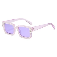 newest crystal pearl sunglasses for women square fashion stylish brand ladies glasses uv400