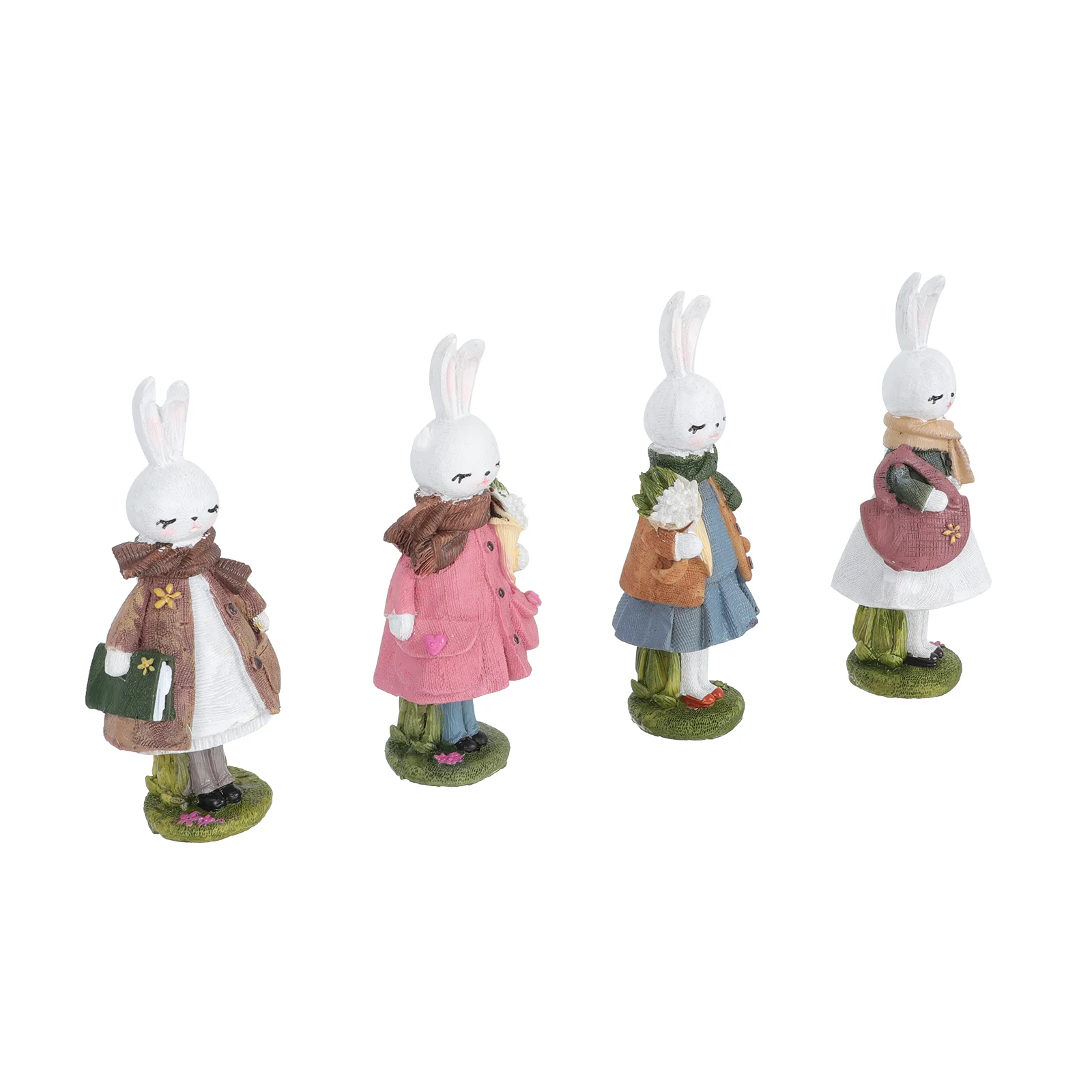 

4pcs Exquisite Garden Ornaments Lovely Rabbit Model Home Landscape Accessory