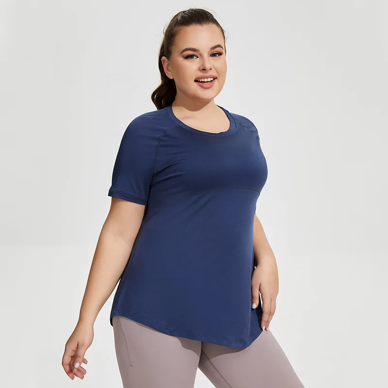 Plus Size Women Tops Summer Short Sleeve Breathable Running Gym T Shirt Yoga Shirts Woman Fitness Outfit Casual Shirt 3XL 4XL
