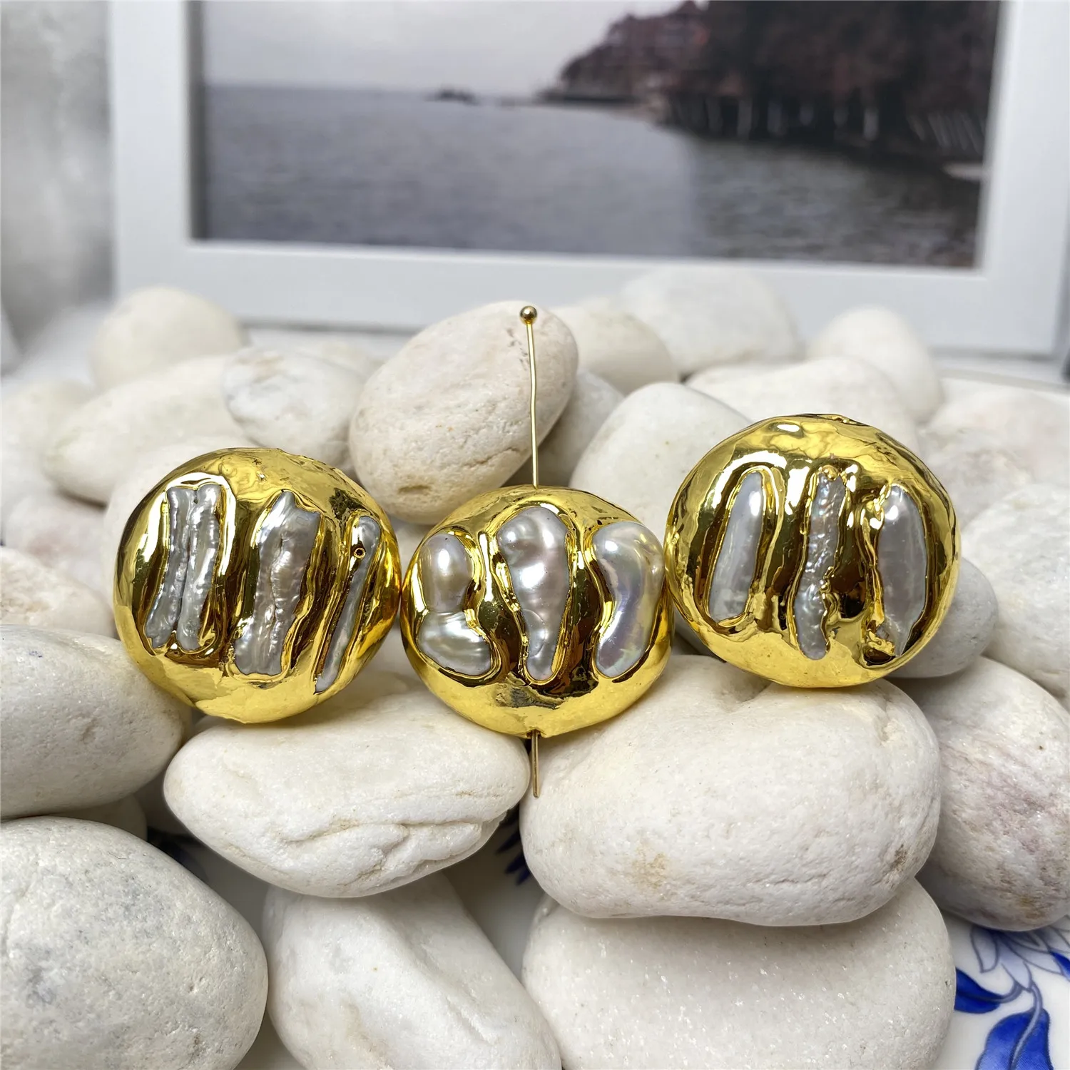 

5pcs/batch pearl spacer beads with beads ladies DIY necklace, bracelet, earring accessories wholesale