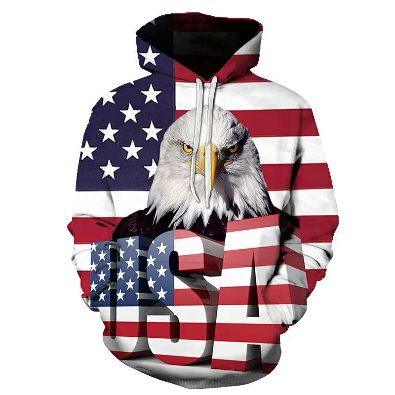 

Aikooki New USA Hoodies Men/Women Sweatshirt JULY FOURTH Hooded United States America Independence Day Hoody 3D National Flag