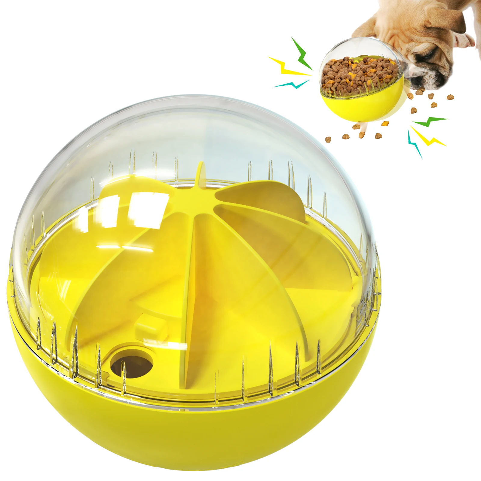 

Interactive Dog Cat Food Treat Dispenser Toy Increases IQ Treat Ball Pets Toys Feed Bowl Dogs Puppy Training Balls Sounding Toy