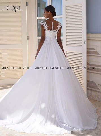 Simple Scoop Empire Wedding Dresses for Pregnant Women Cap Sleeves Chiffon Boho Bridal Gown Maternity Bride Dress Robe de Mariee