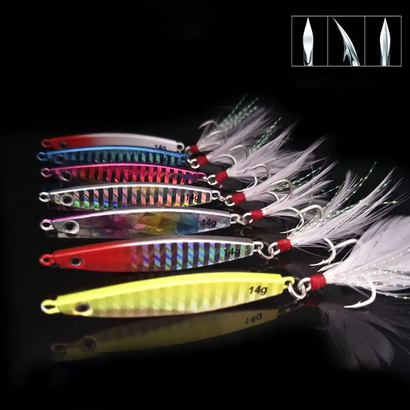 

1 шт., металлическая приманка для джиггинга, приманка для рыбной ловли, 7 г, 10 г, 17 г, 21 г, 30 г, 40 г, лазерная приманка с длинным забросом, искусств...