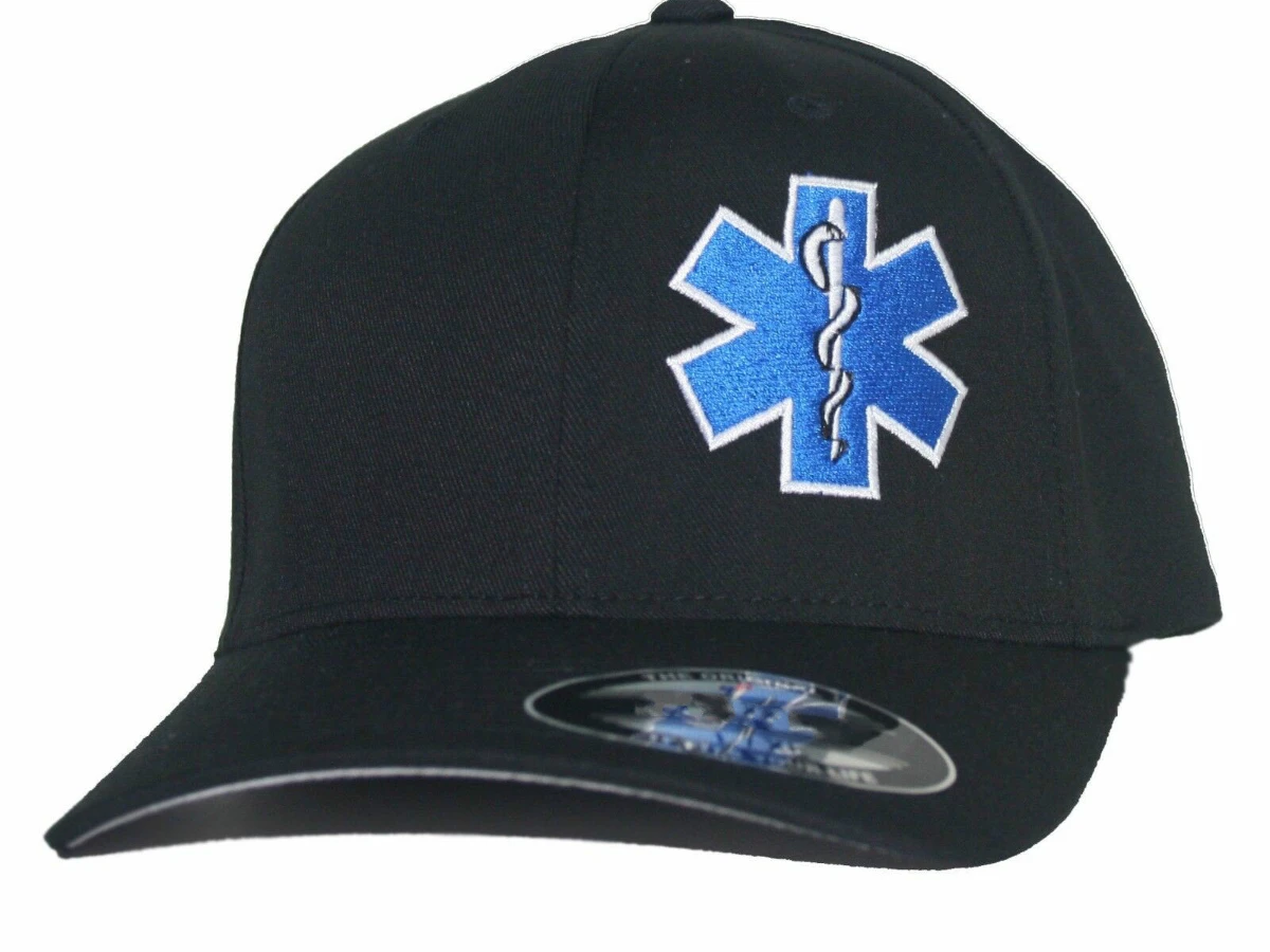 

Printed EMT Star of Life Fitted Hat Paramedic Cross EMS Fire Rescue