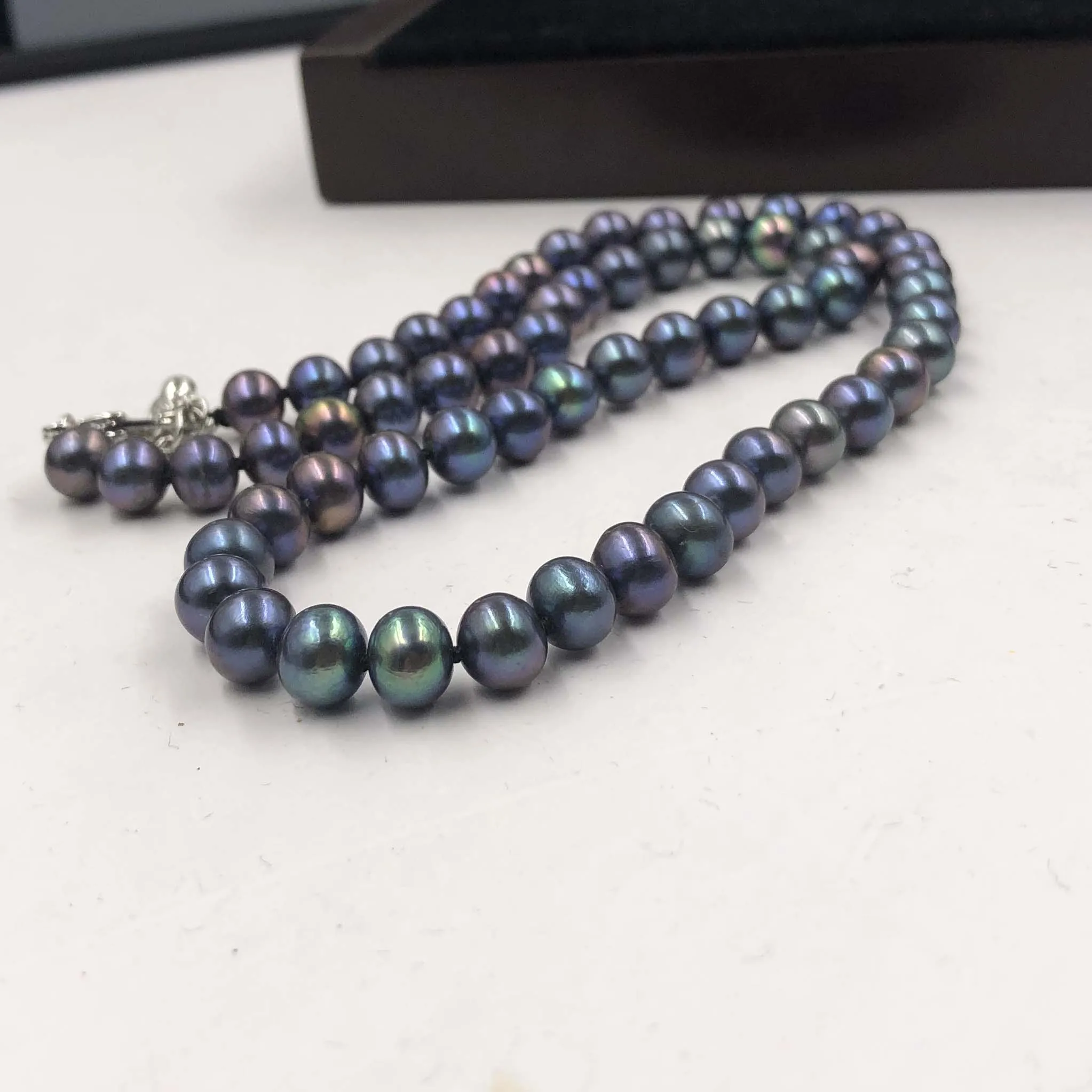 

[ELEISPL] AAA 7MM Black Cultured Pearl Necklace Free shipping #22010218