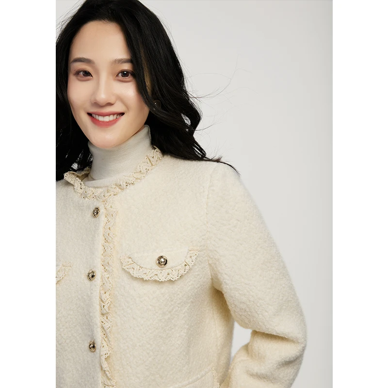 High Quality Design Thin 90%  White Duck Down  Short Jackets Women Wool Blend High Street  Single Breasted  Wide-waisted