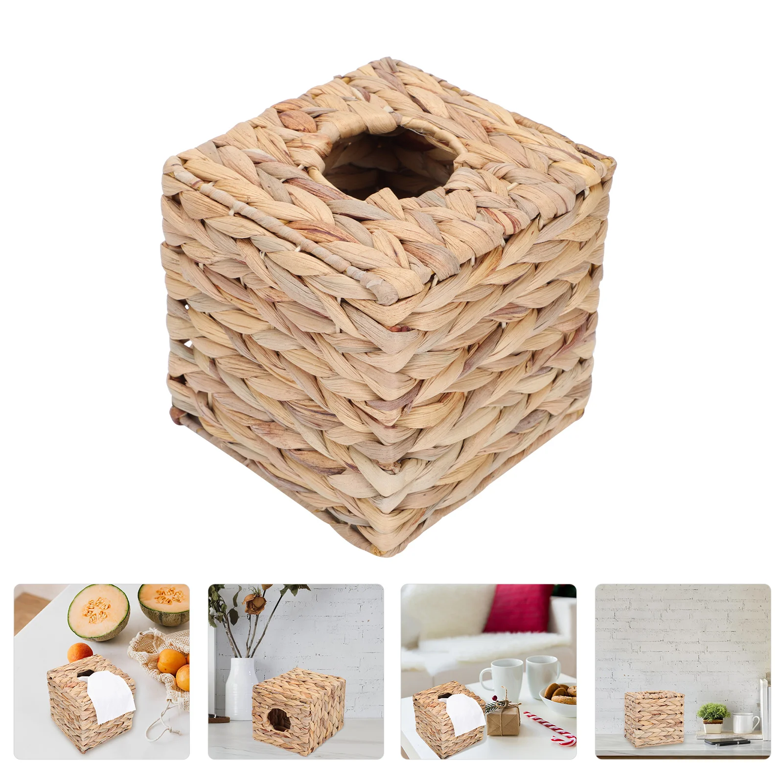 

Woven Tissue Box Car Decor Seagrass Napkin Holder Bracket Seagrass Facial Tissue Box Seaweed Woven Wicker Basket Office