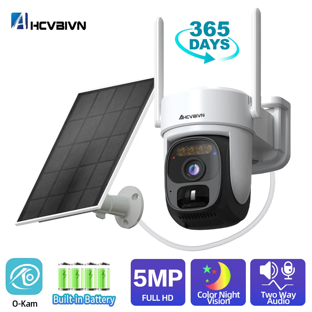 

5-мегапиксельная Wi-Fi Солнечная камера наружная камера ночного видения PTZ IP-камера со встроенной солнечной панелью 5,0 МП камеры видеонаблюдения CCTV