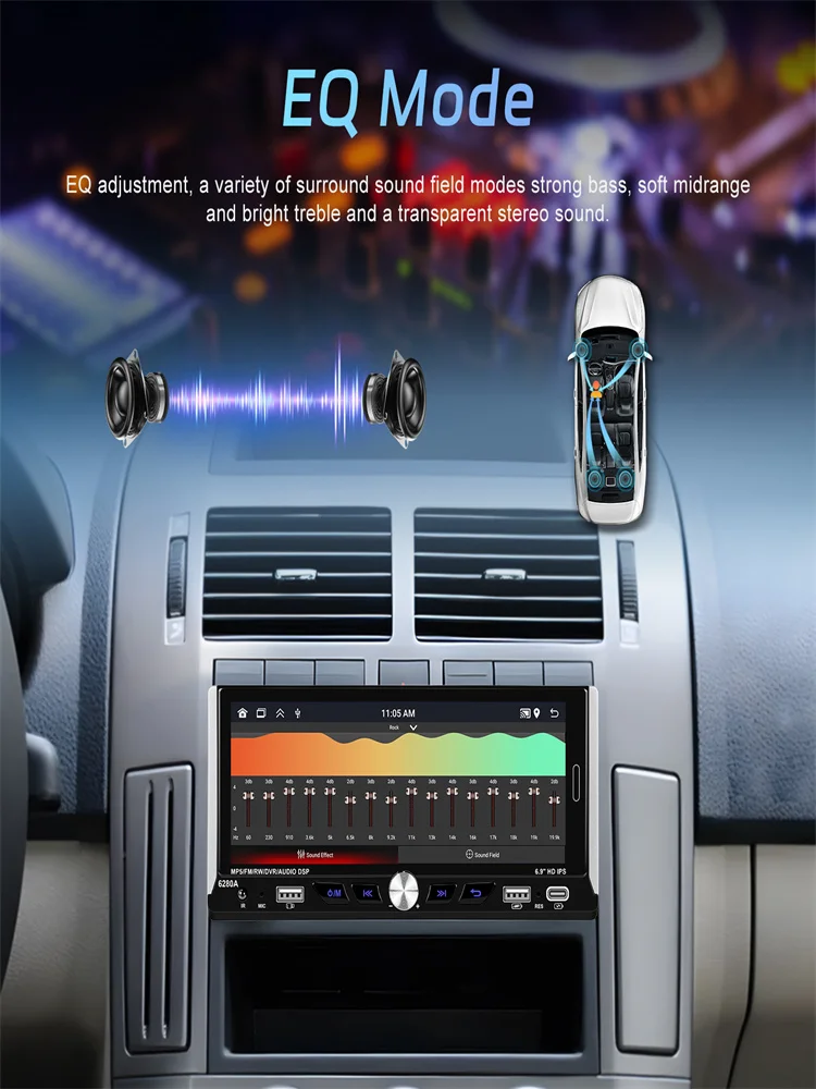 Автомагнитола Carplay 6 9 дюйма 2 + 64 ГБ GPS Bluetooth Android 13 0