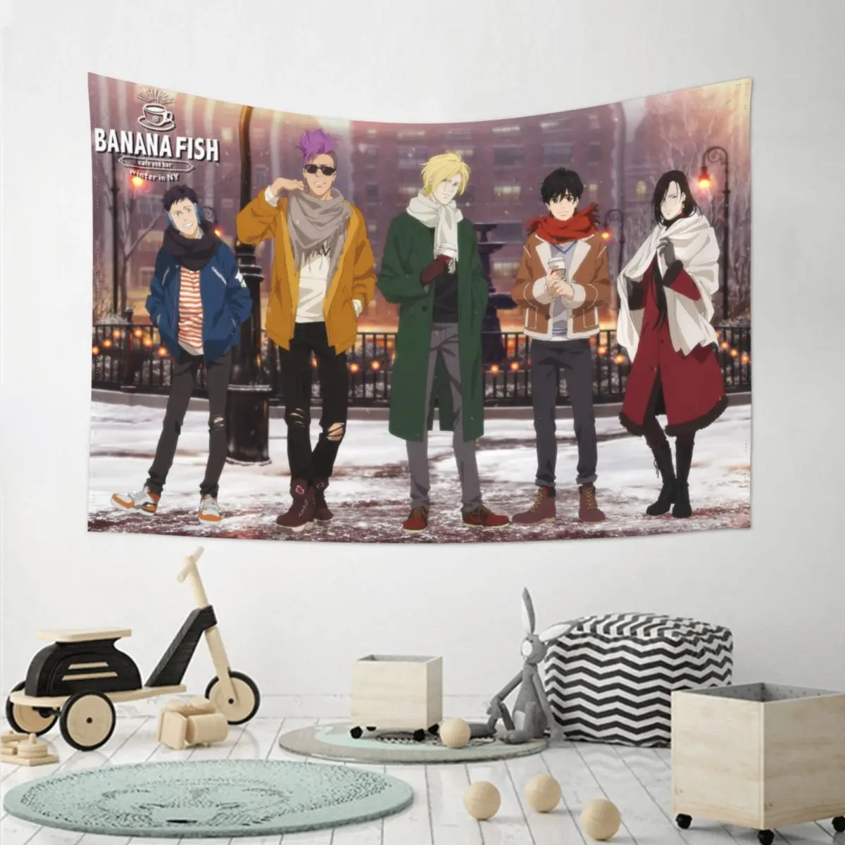 

Banana Fish Tapestry Wall Hanging Hippie Polyester Wall Tapestry Anime INS Blanket Room Home Decor Tapiz