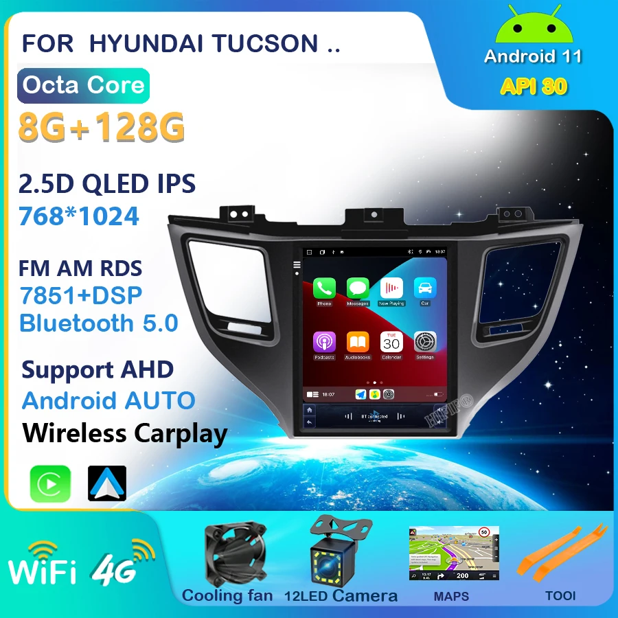 Автомобильный радиоприемник на Android 11 0 для Hyundai Tucson 3 2015-2018 мультимедийное видео
