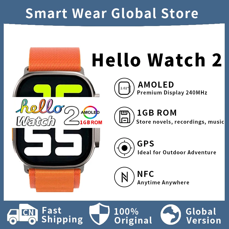 

Смарт-часы Hello Watch 2 с компасом, 2,02 дюйма, 1 Гб