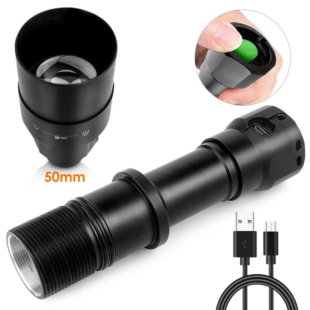 

Светодиодный ИК фонарик UniqueFire 1605 T50 нм, 3 режима, фокус, регулируемый инфракрасный светильник онарь, ночное видение, зарядка через USB, для кемп...