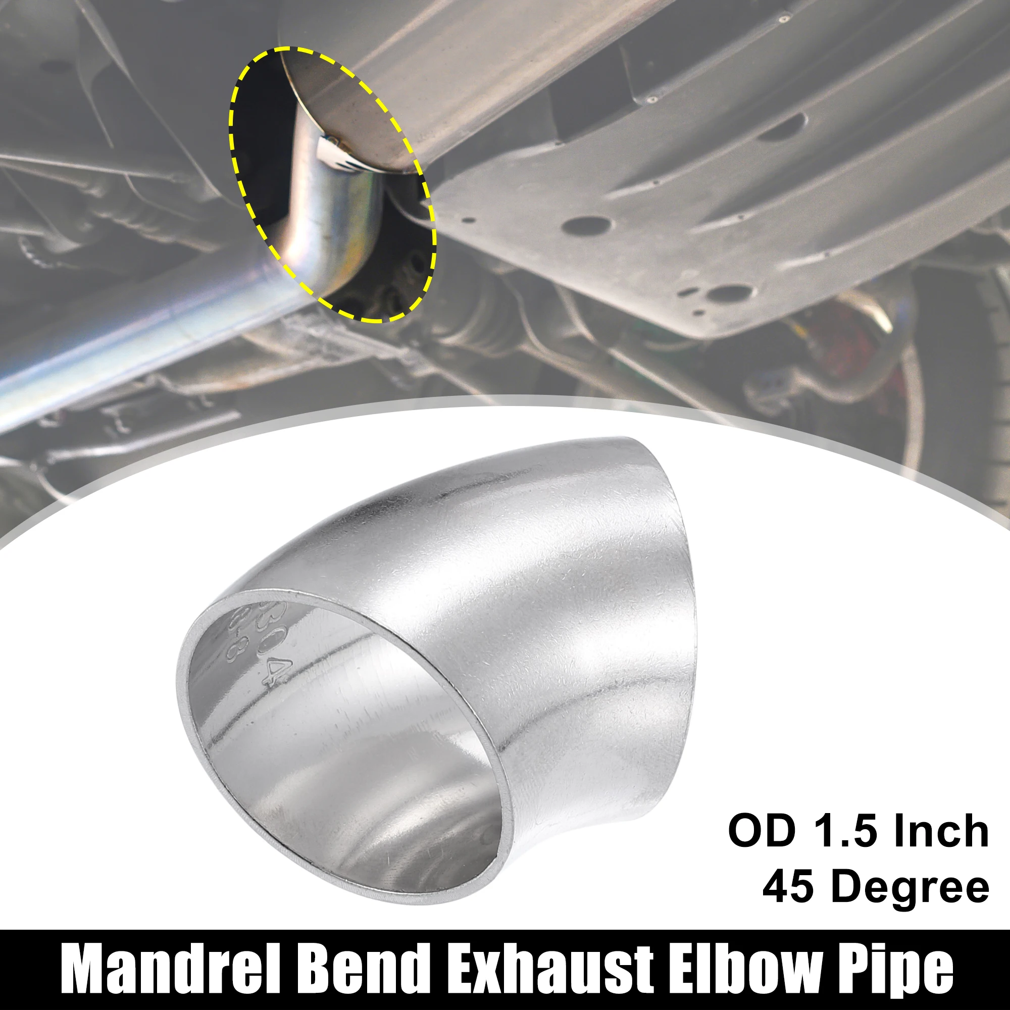 

Uxcell OD 38mm 51mm 63mm 76mm 89mm 102mm 45 Degree Mandrel Bend Elbow SS304 Stainless Steel Bend Tube Exhaust Elbow Pipe for Car