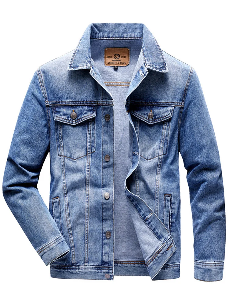 

Spring Autumn Denim Jacket Men Outdoor Casual Single Breasted Military Jacket Denim Coat Men Washed Workwear Outerwear Jackets