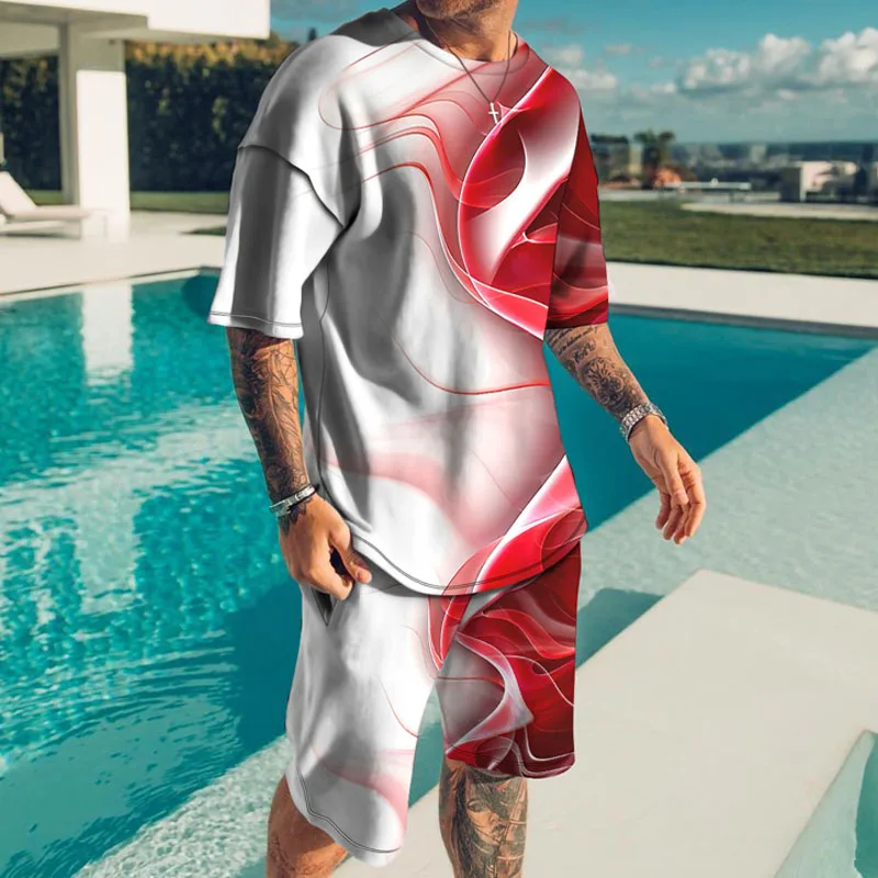 

2023 Summer New Hip Hop Fashion Men's T-shirt Set Men Casual 3D T-Shirts Shorts Suits Plus Size Short Sleeve Oversize Streetwear